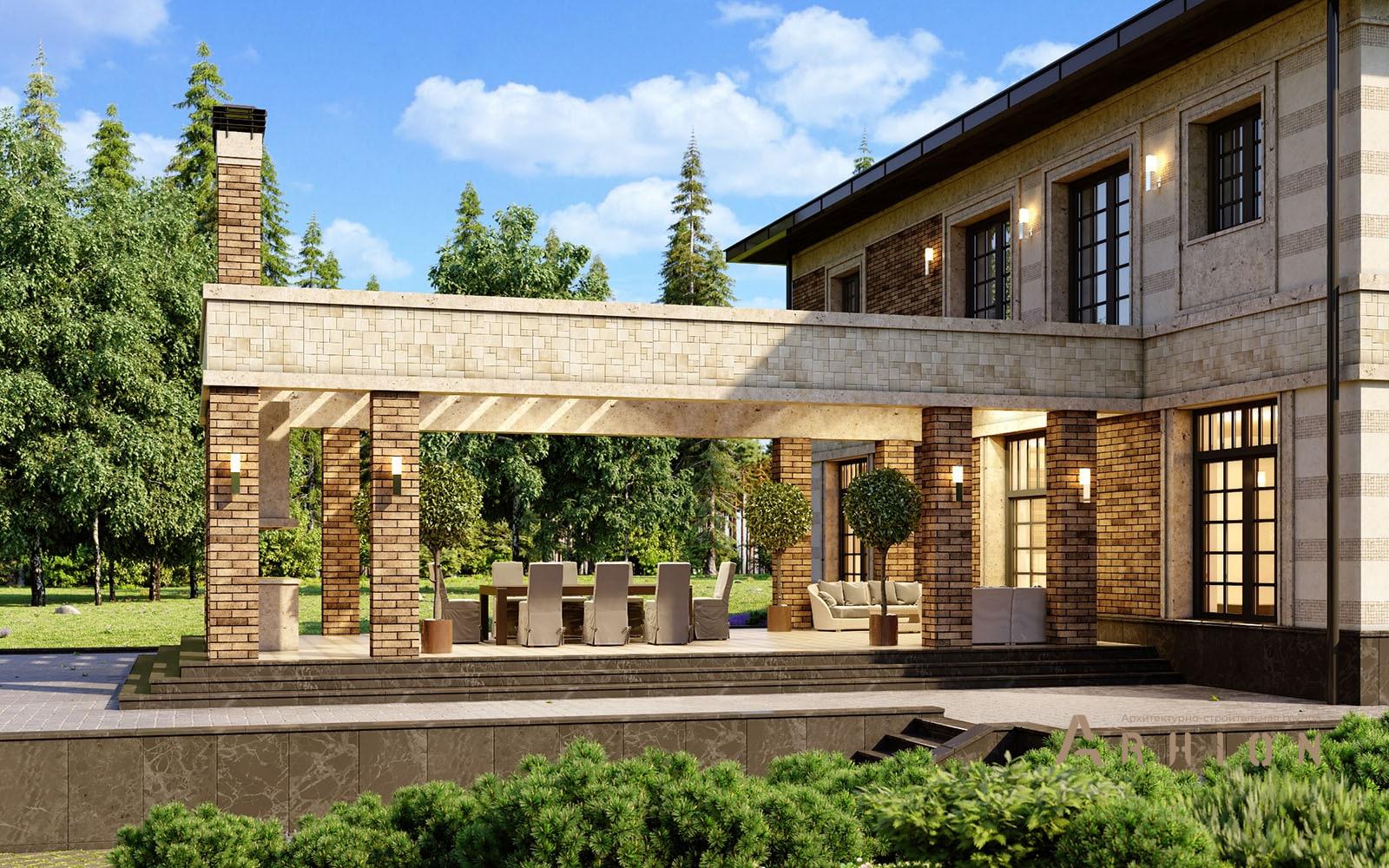 2. Проект двухэтажного дома в стиле лофт с плоской кровлей , av-540, площадью - 540 кв c сауной, терассой, балконом, гаражом